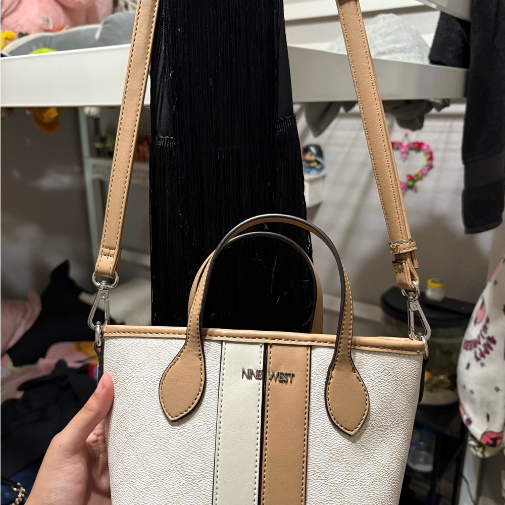 Nine West Black, Tan, and White Crossbody Bag